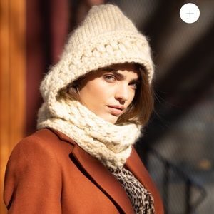 Third Piece Wool Hand Knit Hooded Snood